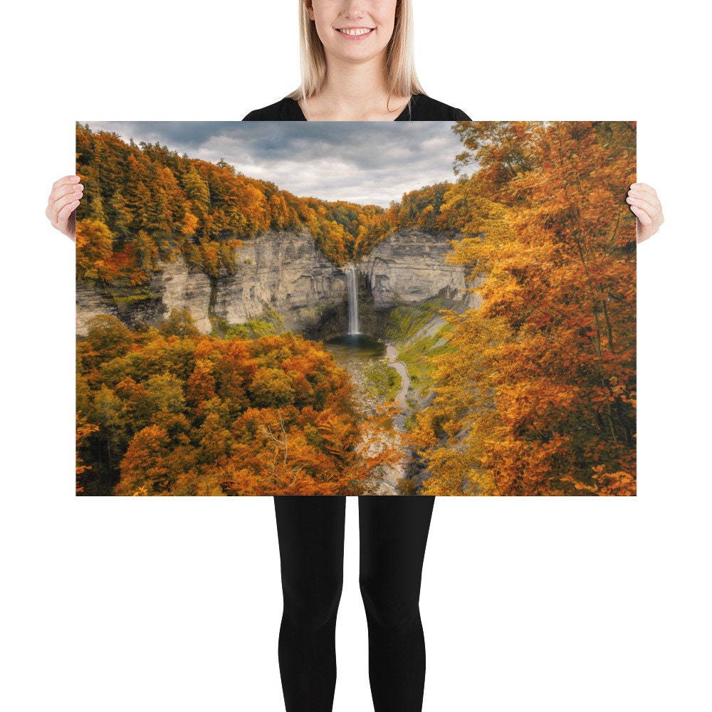 Taughannock Falls Fall Foliage Print: Upstate New York Waterfall