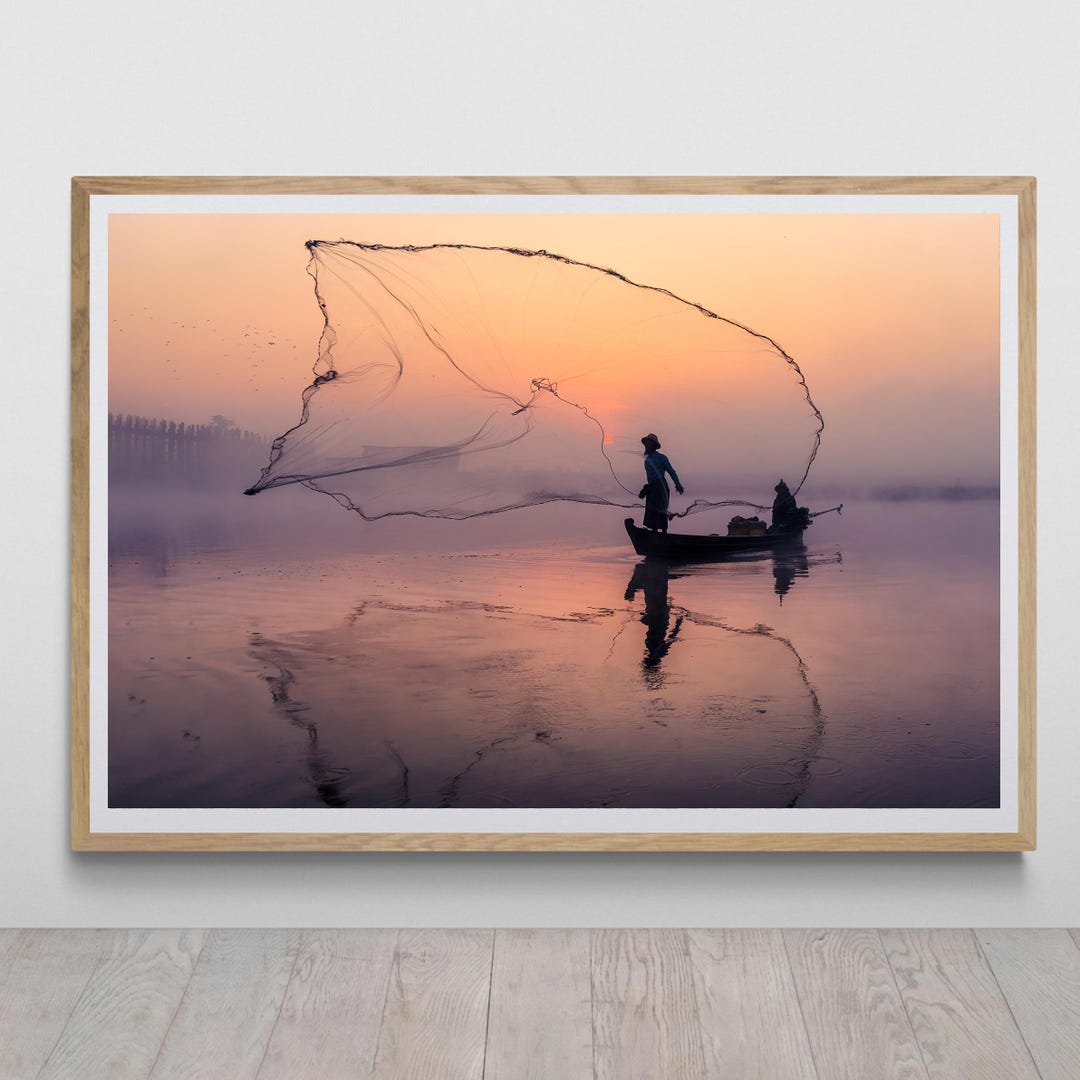 Sunrise Fisherman Print by Tzvika Stein - Wall Art - Casting Net
