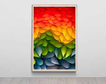 Colorful Abstract Tears Print by Tzvika Stein - Quality Print, Unframed - Origami Paper Art Rainbow Colors