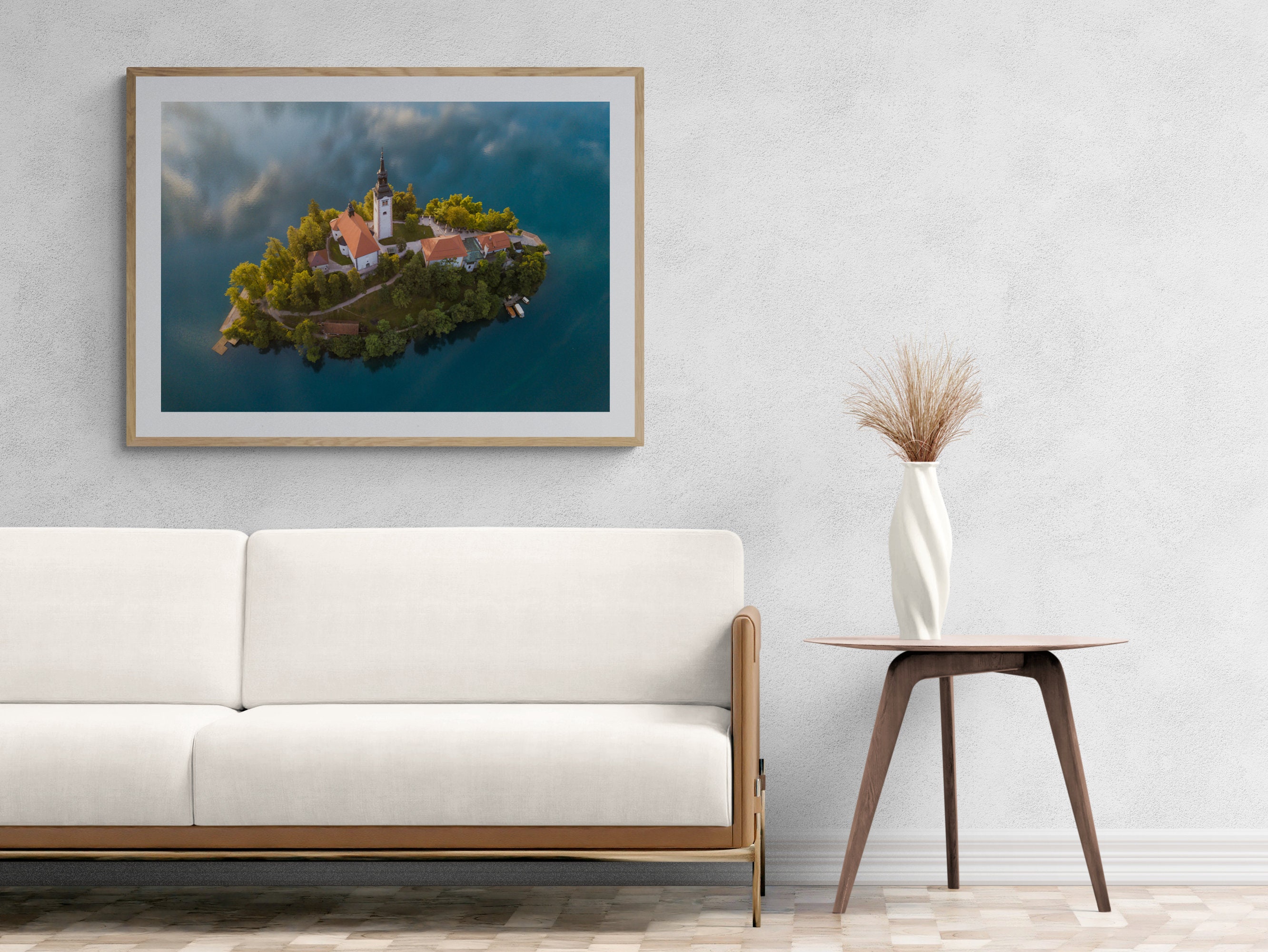 Aerial View Of Lake Bled Monastery Church Island Print By Tzvika Stein aerial-view-of-lake-bled-monastery-church-island-print-by-tzvika-stein
