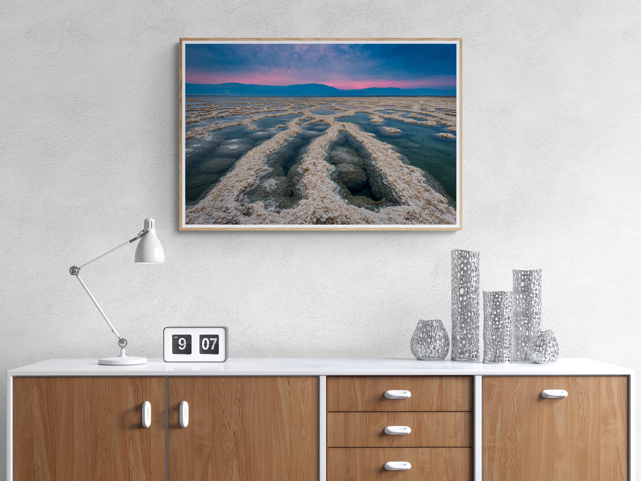 Dead Sea Salt Formations at Sunrise Print by Tzvika Stein