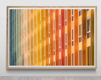 Colorful Rainbow Building Abstract Print by Tzvika Stein - Quality Print, Unframed - Tel Aviv Architecture Rainbow Colors