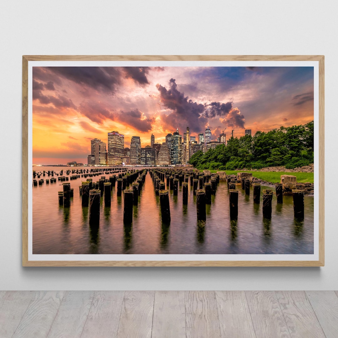 NYC Skyline Sunset Print by Tzvika Stein - High Quality Photography ...