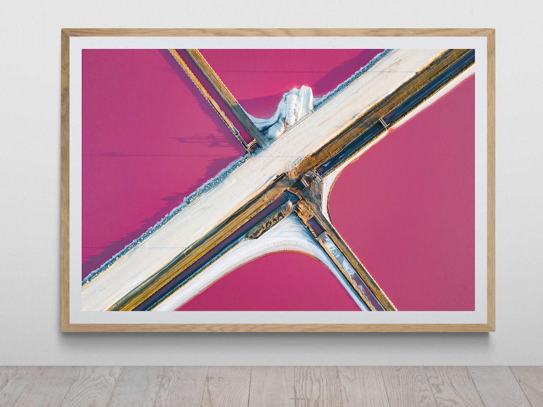 Pink Salt Evaporation Ponds Aerial View Print by Tzvika Stein Quality