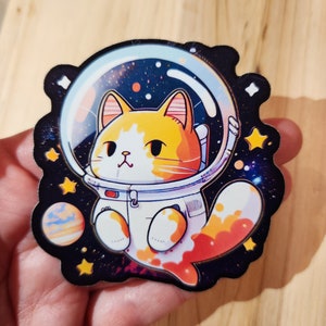 Coole Astronaut Katze im Weltraum Sticker - Perfekt für Laptops und Wasserflaschen | Einzigartiges und verspieltes Design | Handgemacht für Etsy