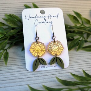 Sunflower Dangle Earrings | Gifts for Her