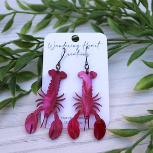 Lobster Dangle Earrings | Cute Sea Life | Crawfish