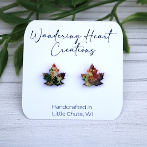 Fall Patterned Maple Leaf Stud Earring | Autumn | Fall Lover | Acrylic
