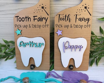 Spersonalizowany wieszak na drzwi z Wróżką Zębuszką | Odbiór i dostawa Wróżki Zębuszki | Prezent dla dziecka