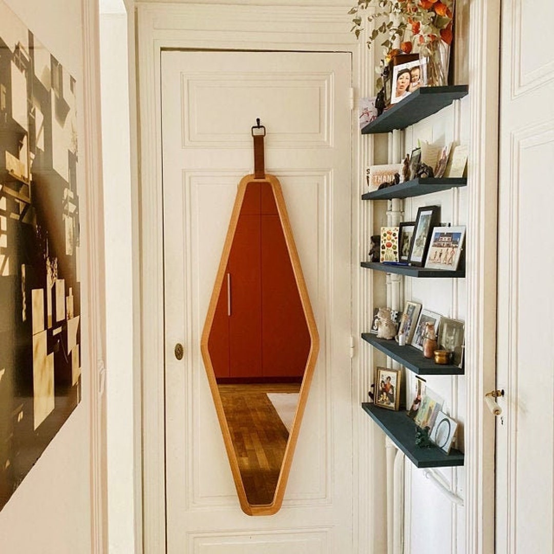 Solid Wood Mirror Modern Mirror Oak Wall Mirror, Wooden Mirror Wall Decor Walnut Decorative