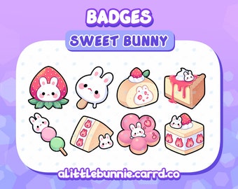 Sweet Strawberry Bunny Dessert Badges