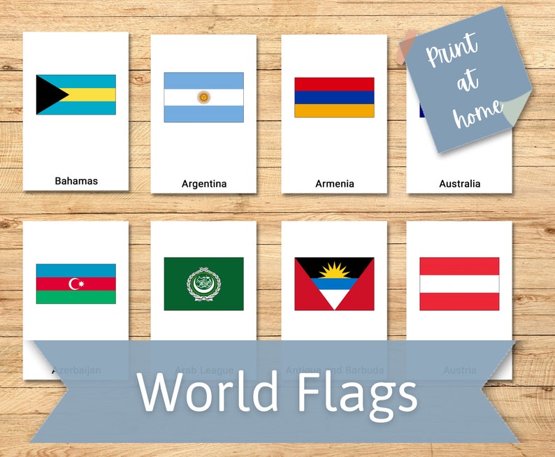 World FLAGS 220 Montessori Cards World Flags Flash Cards Countries of ...