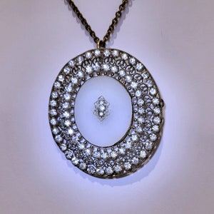 70 Rhinestone Medallion Necklace - Filigree Detail, Hand Crafted and Prong Set