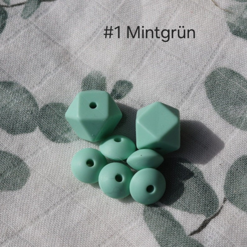 Personalisierte Schnullerketten aus Silikon Farbe #1 Mintgrün