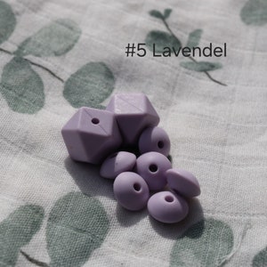 Personalisierte Schnullerketten aus Silikon Farbe #5 Lavendel