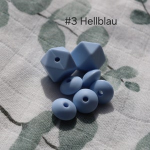 Personalisierte Schnullerketten aus Silikon Farbe #3 Hellblau