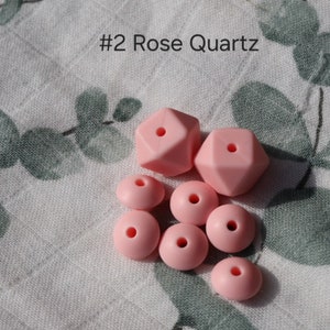 Personalisierte Schnullerketten aus Silikon Farbe #2 Rose Quartz