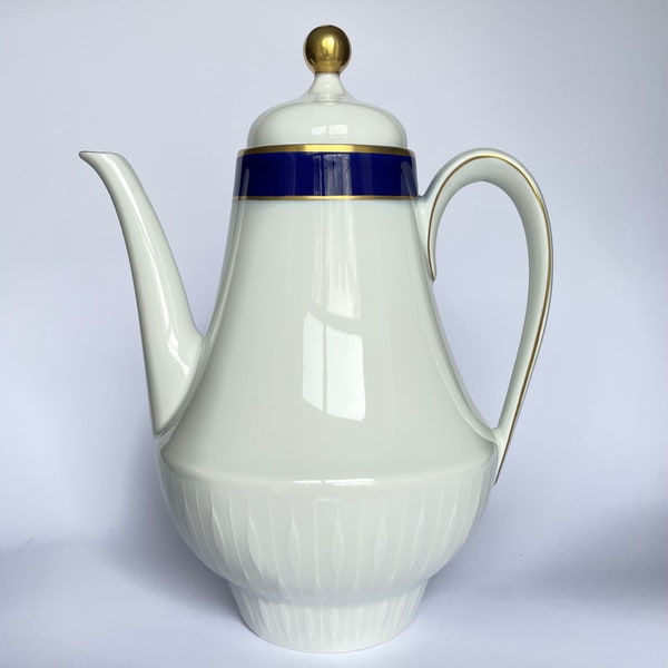 Mid-Century Modern Zeh Scherzer Porzellan Teekanne Kobaltblau 50/60er Jahre