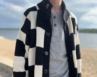 boy’s cardigan with squares