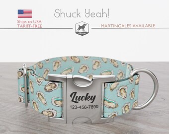 Oyster Hundehalsband: Handgefertigtes Halsband mit Metallschnalle - ShuckYeah!