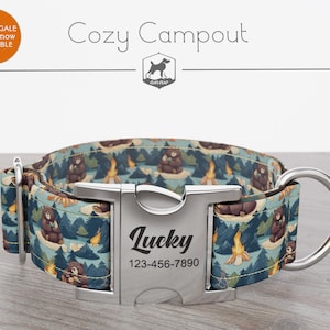 Campinghalsband, zomervakantie, normaal/martingaal, handgemaakt, breed 1, 1,5, 2 inch, gezellige camping, metalen gesp met snelsluiting