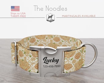 Noodles Hundehalsband, Regular / Martingale, handgemacht, breit 1, 1.5, 2 Zoll, The Noodles, QuickRelease Metallschnalle