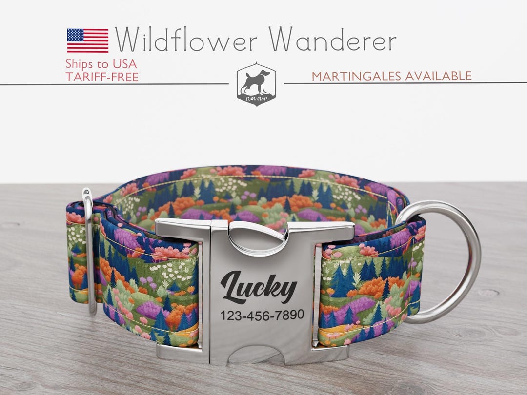 Spring Dog Collar, Floral, Landscape, Regular/martingale, Handmade ...