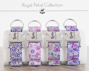 Dog Collar Girl, Handmade Floral Collars, Flower Dog Collar, Personalized Dersigner Dog Collar, 1, 1.5, 2 inch wide, Royal Petal Collection