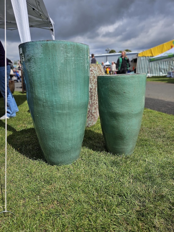 Large Garden Pots - Set of 2 - Garden Planter - Amador Handmade Pots - XL  Planters - Turquoise - Green. - Etsy