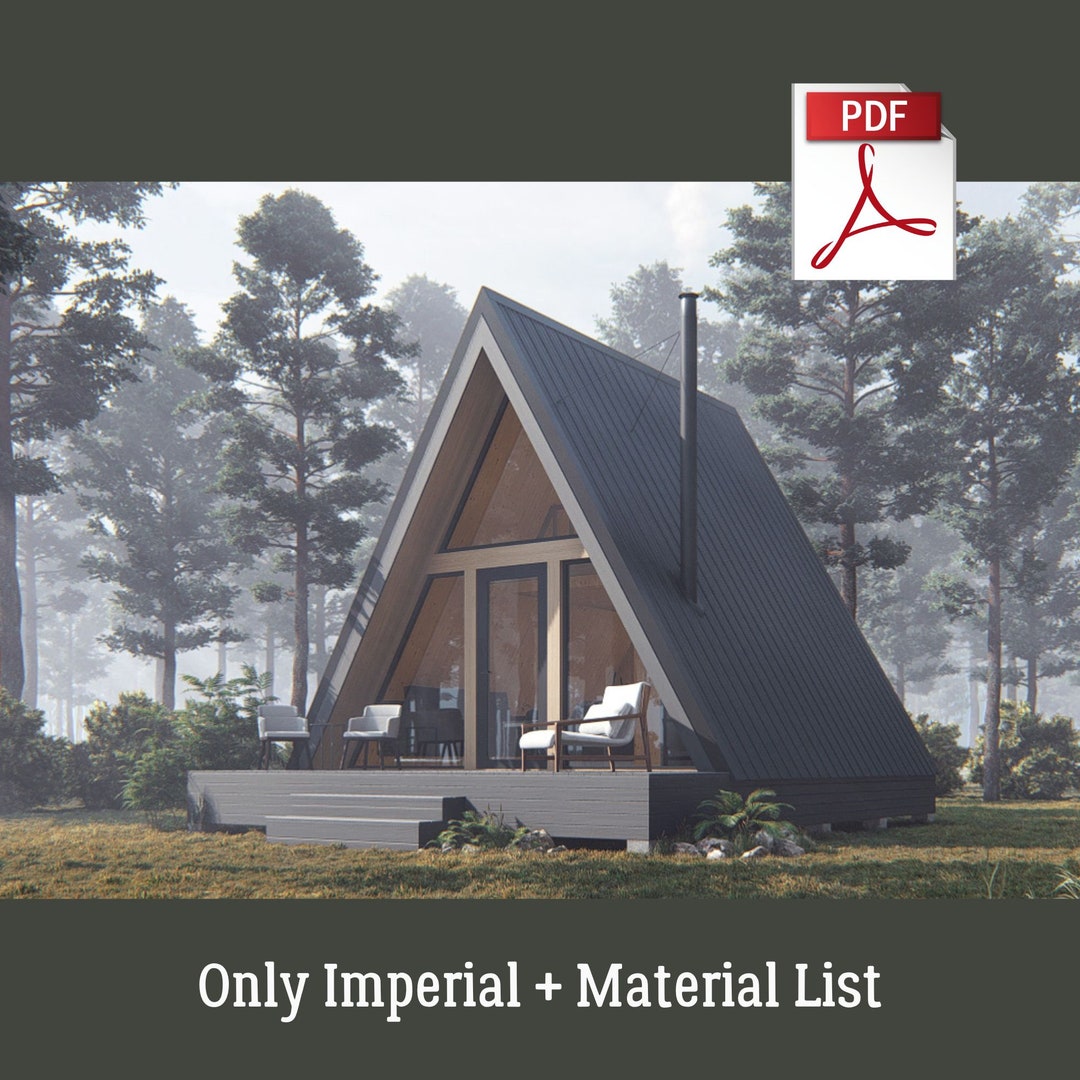 A Frame Cabin Plans 22 X 18, 260 SF Living Area, Tiny House Plans With