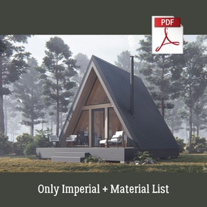 Een frame cabine plannen 22' x 18', 260 SF woonoppervlak, Tiny house plannen met 1 slaapkamer, 2 verdiepingen, kleine hut plannen, kleine hut plannen