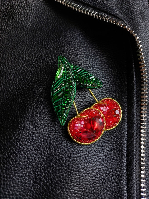 Red Cherry Brooch, Beads. Embroidery Beaded Jewelry - Etsy Red Cherry Brooch, Beads. Embroidery Beaded Jewelry - Etsy