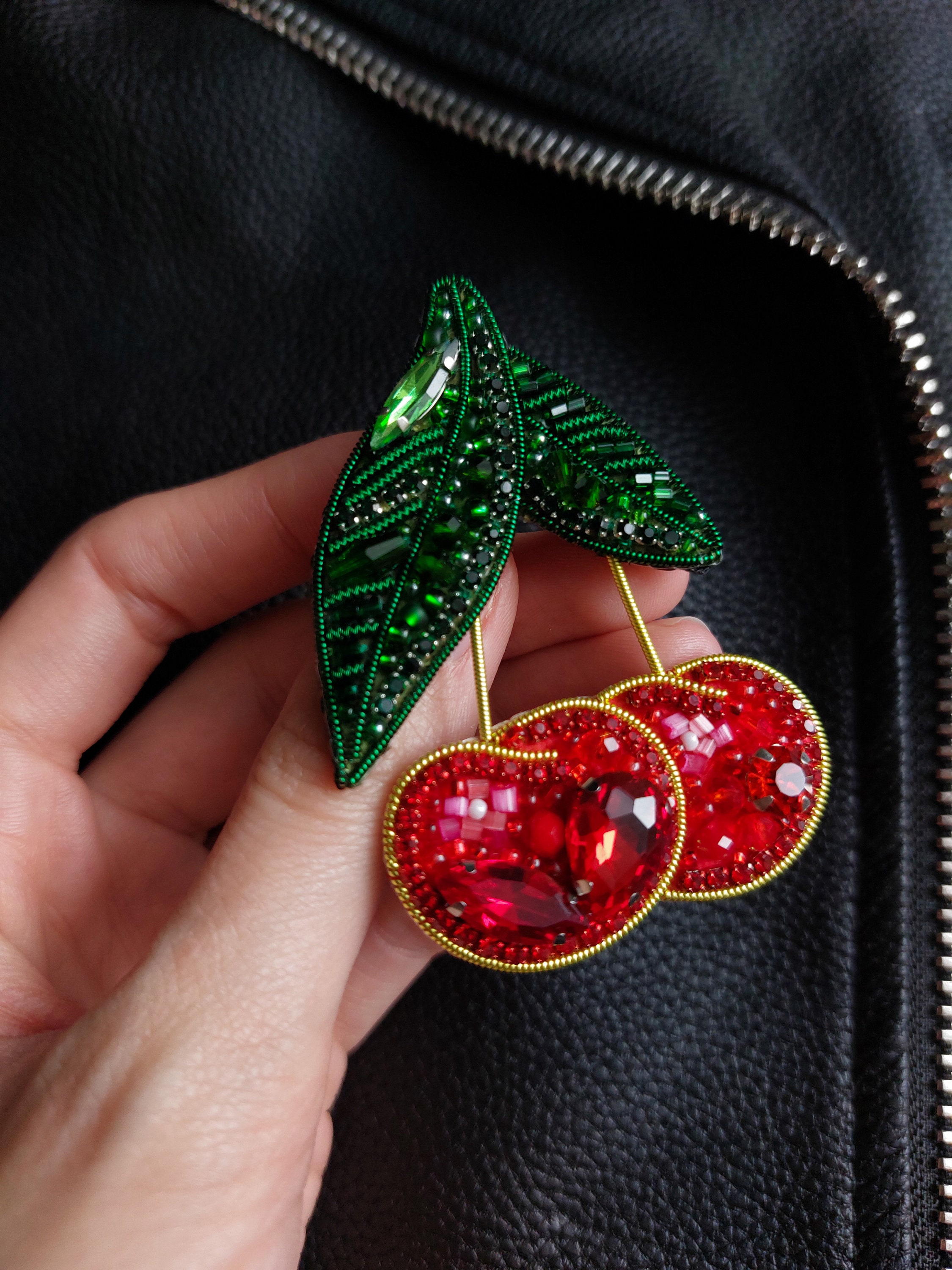 Red Cherry Brooch, Beads. Embroidery Beaded Jewelry - Etsy Red Cherry Brooch, Beads. Embroidery Beaded Jewelry - Etsy