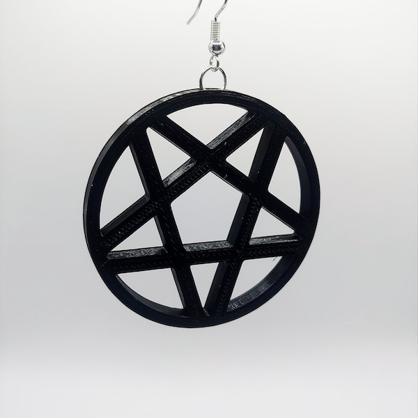 Pentagram Dangle 3D Earrings || Goth and Punk Jewelry || Pentagram Earrings