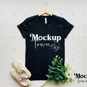 Bella Canvas 3001 Black Flat Lay Mockup, Mock Up Flat Lay Bella Canvas Mockup T-shirt Mockup Unisex Mockup Bella Canvas Black 3001 Mockup