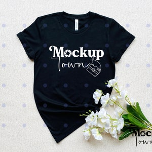 Bella Canvas 3001 Black Flat Lay Mockup, Mock Up Flat Lay Bella Canvas Mockup T-shirt Mockup Unisex Mockup Bella Canvas Black 3001 Mockup