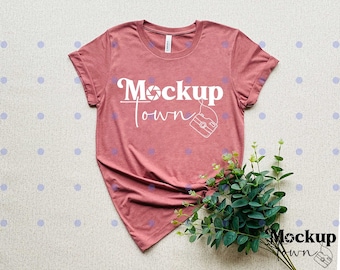 Bella Canvas 3001 Mock Up, Bella Canvas Mockup, Bella Canvas 3001 Shirt Mock Up, Flat Lay 3001 Mockup, 3001 CVC Heather Mauve Mockup