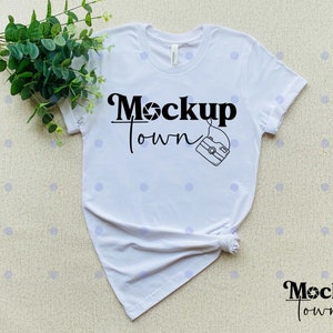 Bella Canvas 3001 White Flat Lay mockup, Lifestyle white mock up 3001, t-Shirt mock up, woman tshirt stock photo, modern tshirt stock photo