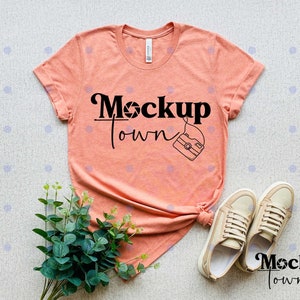 Bella Canvas 3001 Mockup, Bella Canvas 3001 Heather Sunset Mockup, Heather Sunset, Spring Mockup, Bella Canvas Mockup, Summer Mockup