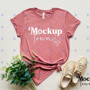 3001 Heather Mauve Flat Lay Mockup, Bella Canvas Mockup, Unisex T-Shirt Mock Up, 3001 Tee Shirt Mockup, Heather Mauve Mockup, 3001 Mockup
