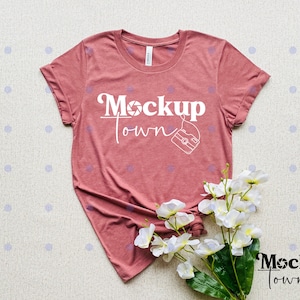 3001 Heather Mauve Flat Lay Mockup, Bella Canvas Mockup, Unisex T-Shirt Mock Up, 3001 Tee Shirt Mockup, Heather Mauve Mockup, 3001 Mockup