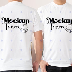 Vorder- und Rückseite Bella Canvas 3001 Weißes Mockup, Rückseite Mockup, Vorderseite Rückseite Mockup 3001, weißes T-Shirt Mock Up, Dad Mockup, Modell Mock