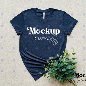 Bella Canvas 3001 Mockup, Bella Canvas 3001 Heather Navy, Spring Mockup, Shirt Mockup, Summer Mockup, Flat Lay, 3001 Mockup, Navy Mockup
