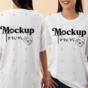 Front and Back Bella Canvas 3001 White Mockup, Backside Mockup, Front Back Mockup 3001, White T Shirt Mock Up, Oversized Mockup, Model Mock