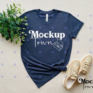 Bella Canvas 3001 Heather Navy Mockup, Heather Midnight Navy Mockup, Bella Canvas Mockup, Bella Canvas Mockup, Bella Canvas 3001 Mockups