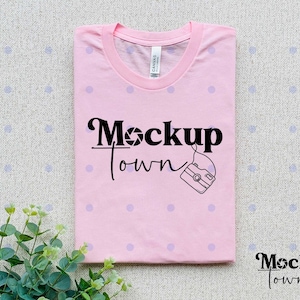 Bella Canvas 3001 Mockup | Soft Pink Bella and Canvas T-Shirt 3001 Mockup | Bella & Canvas Soft Pink T-shirt Folded Mockup | Plain Mockup