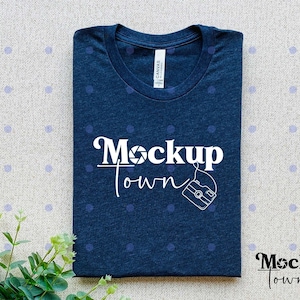 Bella Canvas 3001 Mockup, Heather Navy Bella Mockup, Bella Canvas T-Shirt 3001 Mockup, Bella Canvas Heather Navy T-shirt Mockup, 3001 Mockup