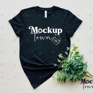 Bella Canvas 3001 Black Flat Lay Mockup, Mock Up Flat Lay Bella Canvas Mockup T-shirt Mockup Unisex Mockup Bella Canvas Black 3001 Mockup