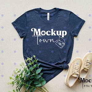 Bella Canvas 3001 Mockup, Bella Canvas 3001 Heather Navy, Spring Mockup, Shirt Mockup, Summer Mockup, Flat Lay, 3001 Mockup, Navy Mockup