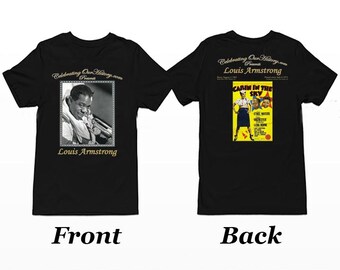Louis Armstrong / Cabin in the Sky / Camiseta de mujer con estampado de concierto en la parte delantera y trasera Leyendas de la era del jazz, cine negro, renacimiento de Harlem